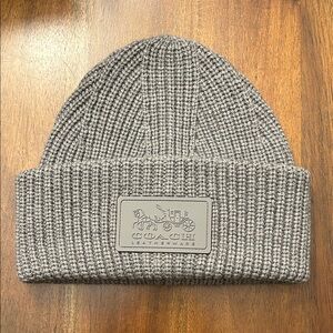 Coach Charcoal Ribbed Beanie